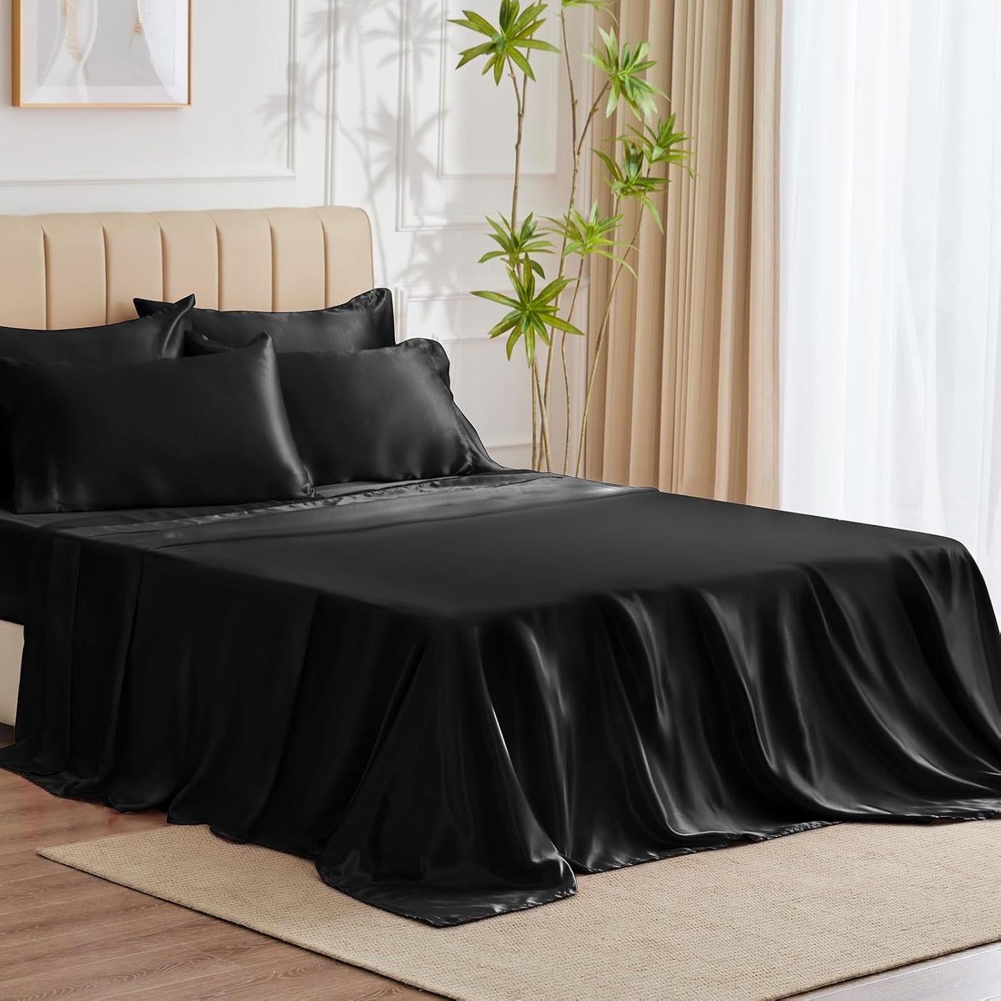 CozyLux Satin Sheets Queen Size Set - Luxurious Softness