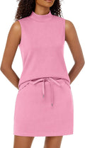 Two Piece Skirt Set for Women Sleeveless Mock Neck - Lightweight Skort