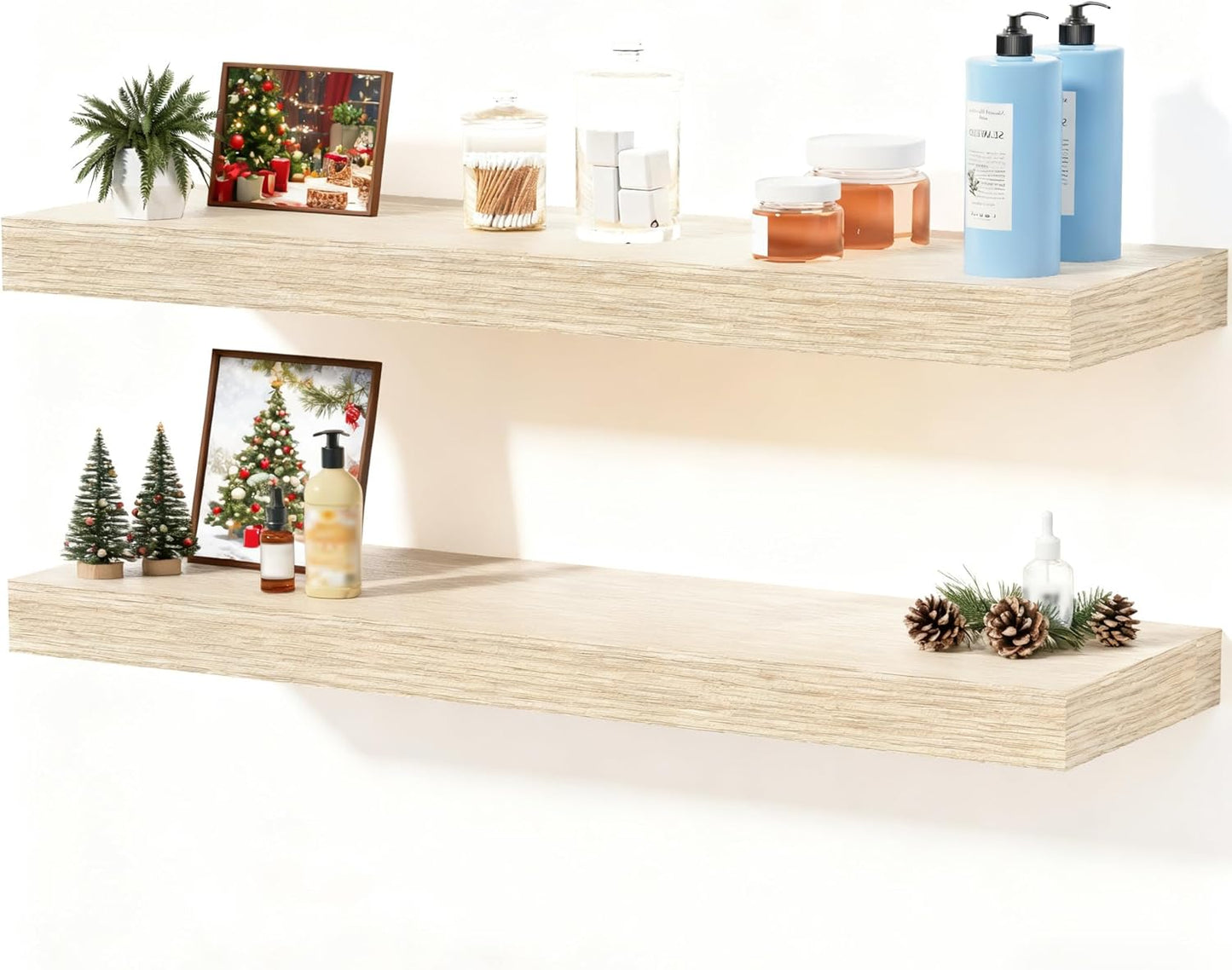 Floating Shelves for Wall - Modern Wooden Mounted Shelves