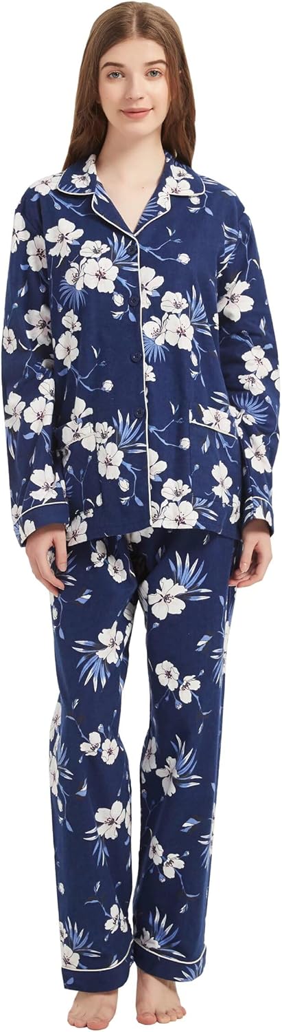 GLOBAL Women's Flannel Pajamas Set for Cozy Winter Nights