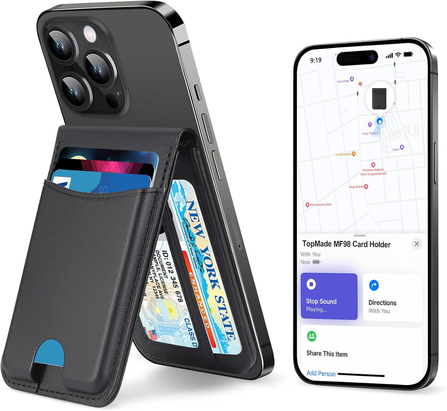 TopMade MagSafe Wallet with Find My Support for iPhone Series