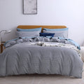 JELLYMONI 100% Natural Cotton King Duvet Cover Set - Soft Striped Look