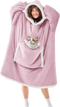 JOYWOO Purple Oversized Wearable Blanket Hoodie for Cat Lovers