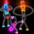 Pop Tubes LED Robot Fidget Toys 4-Pack - Sensory Travel Tubes