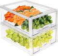 Clear Fridge Drawers 2Pack Pull Out Stackable Refrigerator Organizer