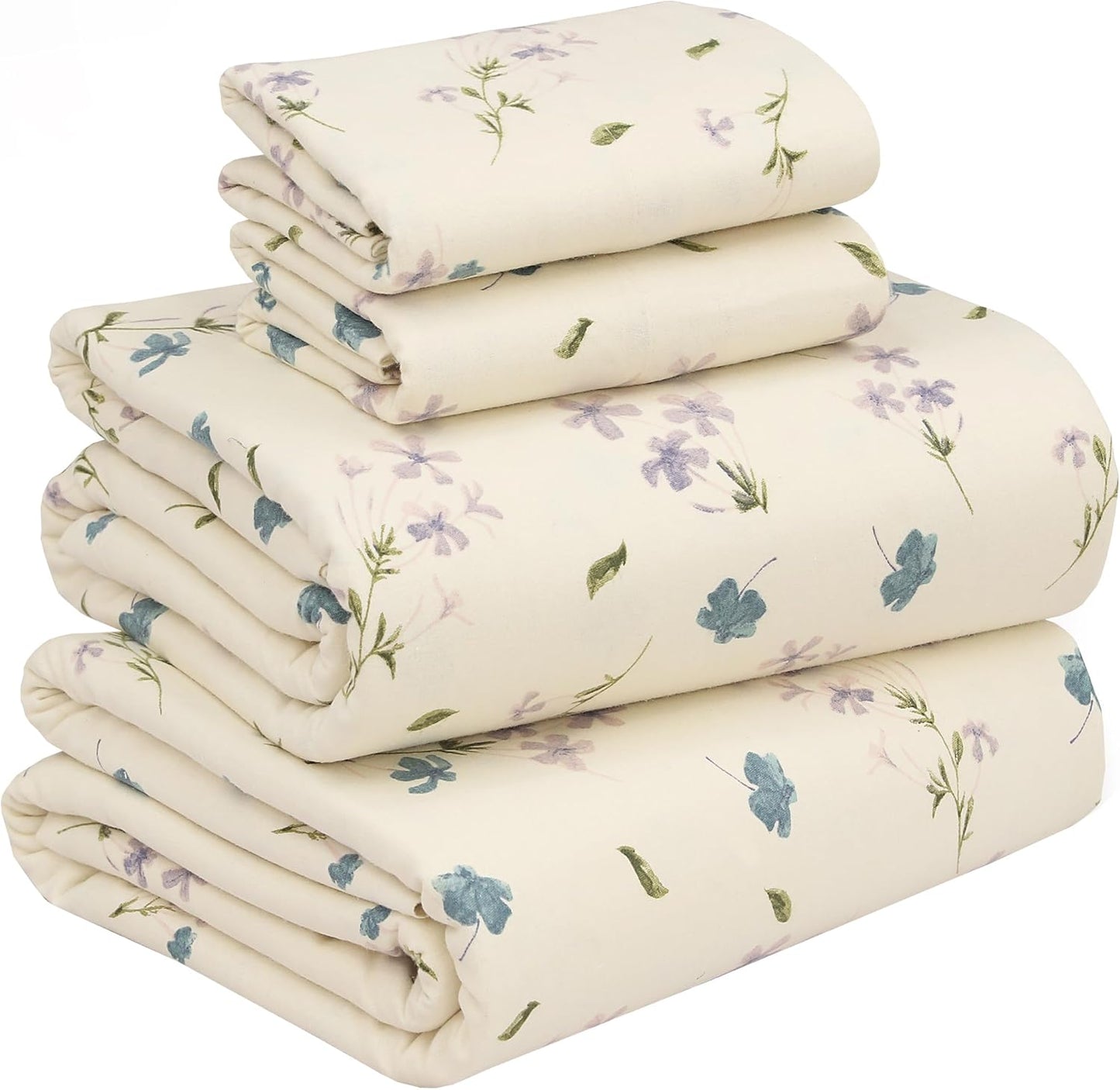 RUVANTI Flannel Sheets Full Size - 100% Cotton Cozy Set