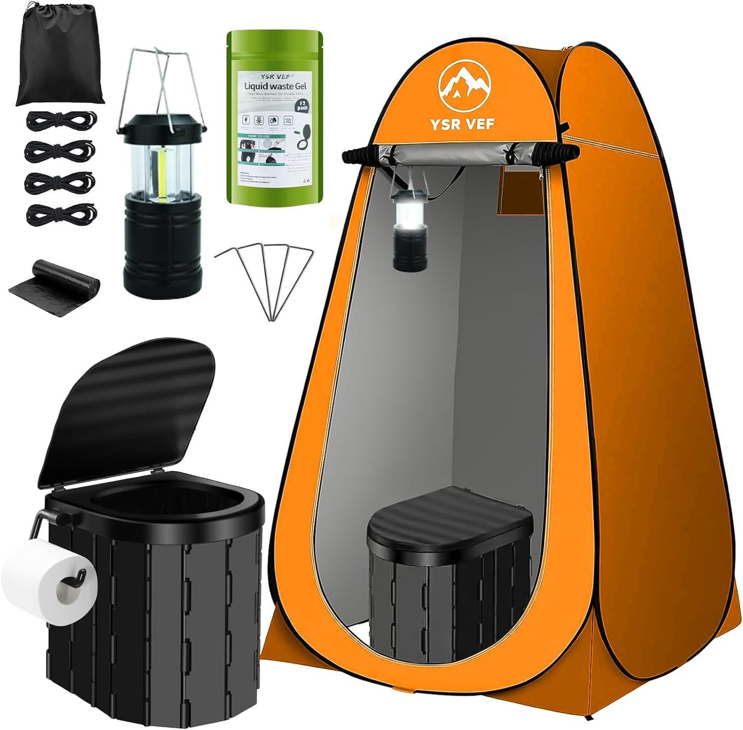 Portable Toilet Kit with Privacy Tent for Camping and Outdoor Use