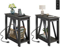 WLIVE End Tables Living Room Set with Charging Station and Storage