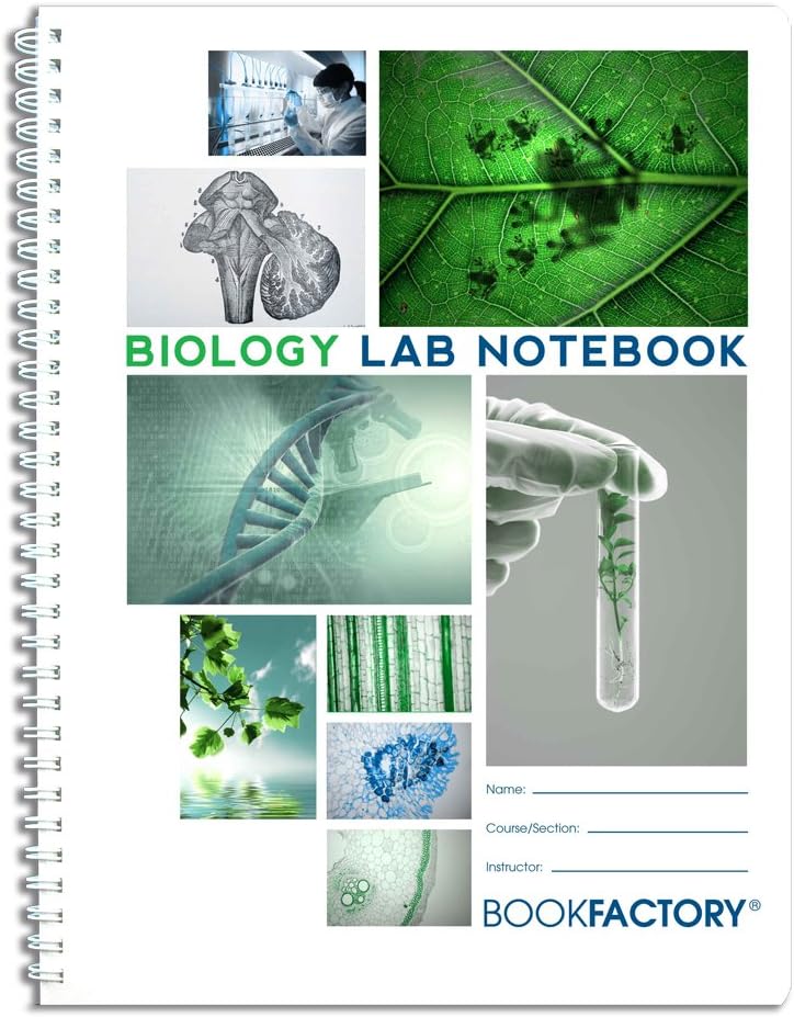 BookFactory Biology Lab Notebook - Durable 200 Pages for Science