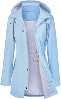 LOMON Raincoat Women Waterproof Long Hooded Trench Coat (Style 7GPF)