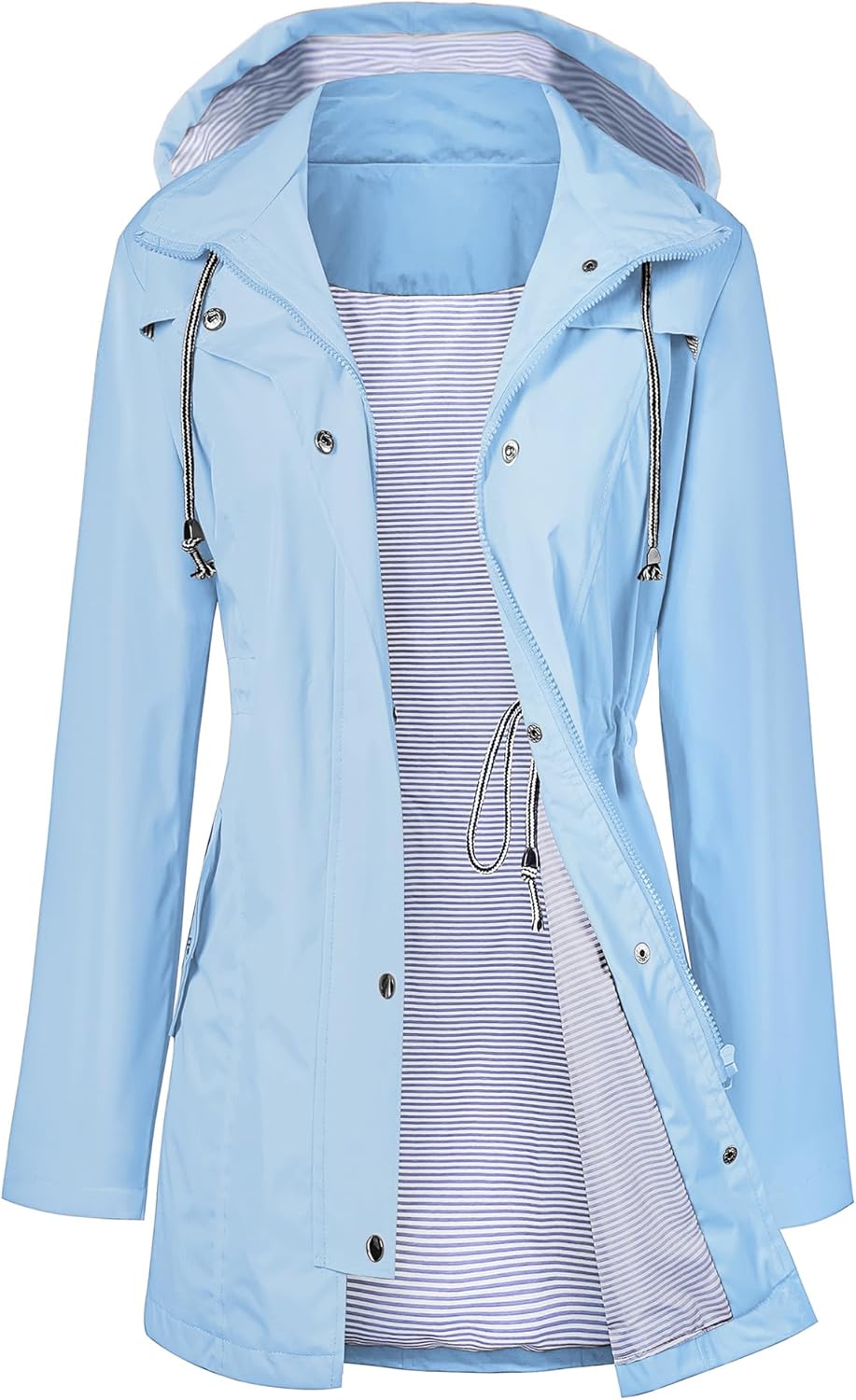 LOMON Waterproof Long Hooded Raincoat for Women Travel Jacket