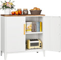 White Storage Cabinet with Doors and Shelves - Small 30 in Pantry