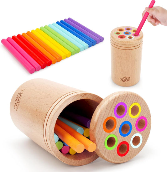 Wooden Montessori Color Sorting Toy Set for 1-3 Year Olds