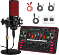 Podcast Microphone Bundle with Live Sound Board Audio Mixer - Complete