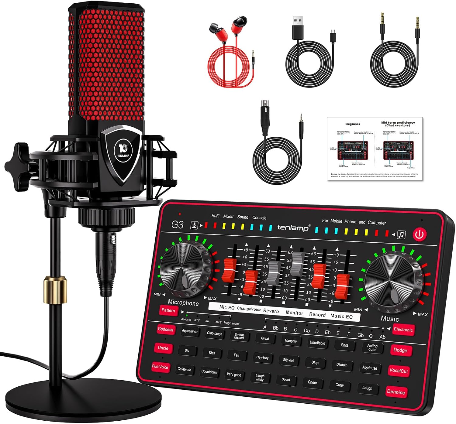 Podcast Microphone Bundle with Sound Board for Creators