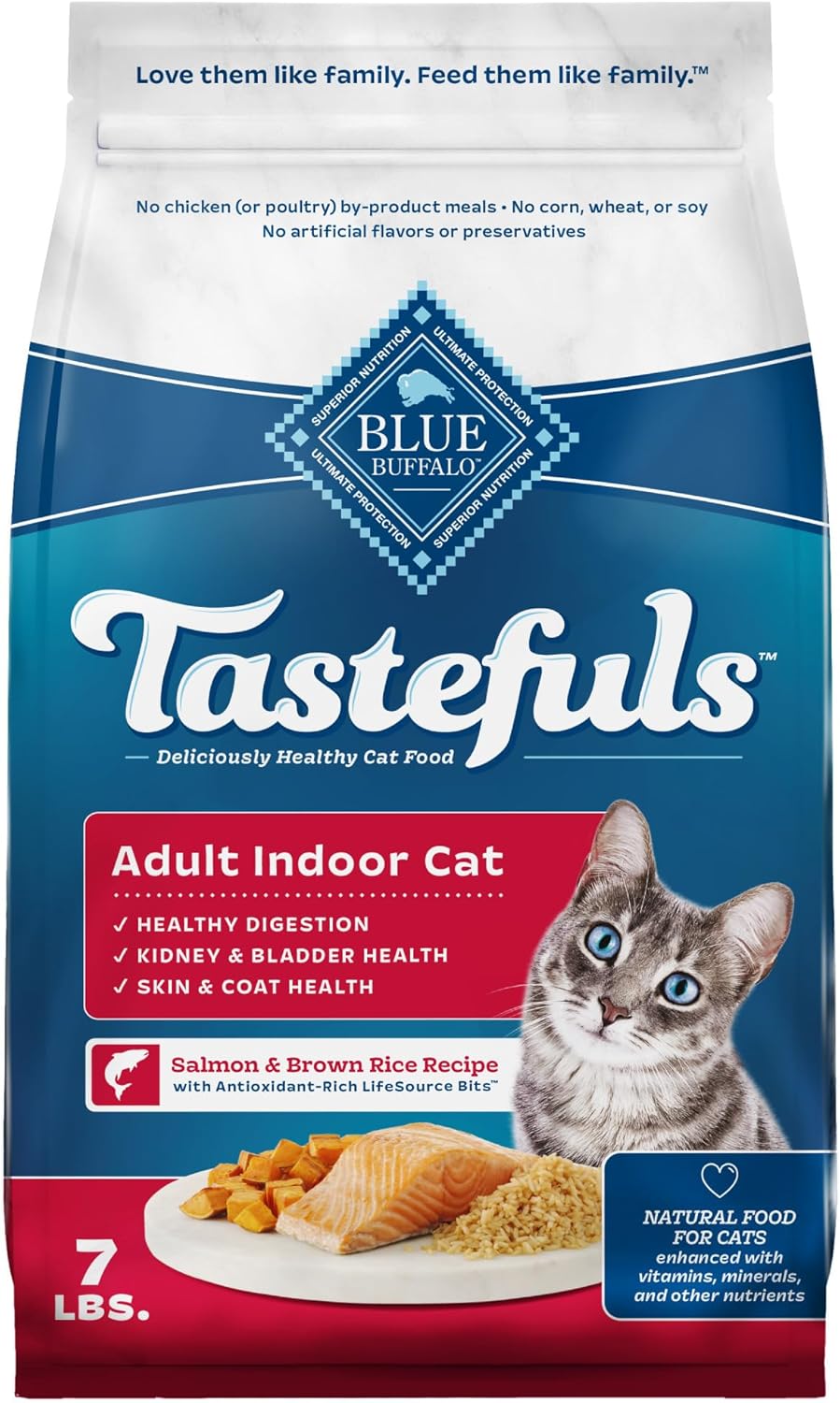 Blue Buffalo Tastefuls Indoor Cat Food with Salmon Recipe 7-lb