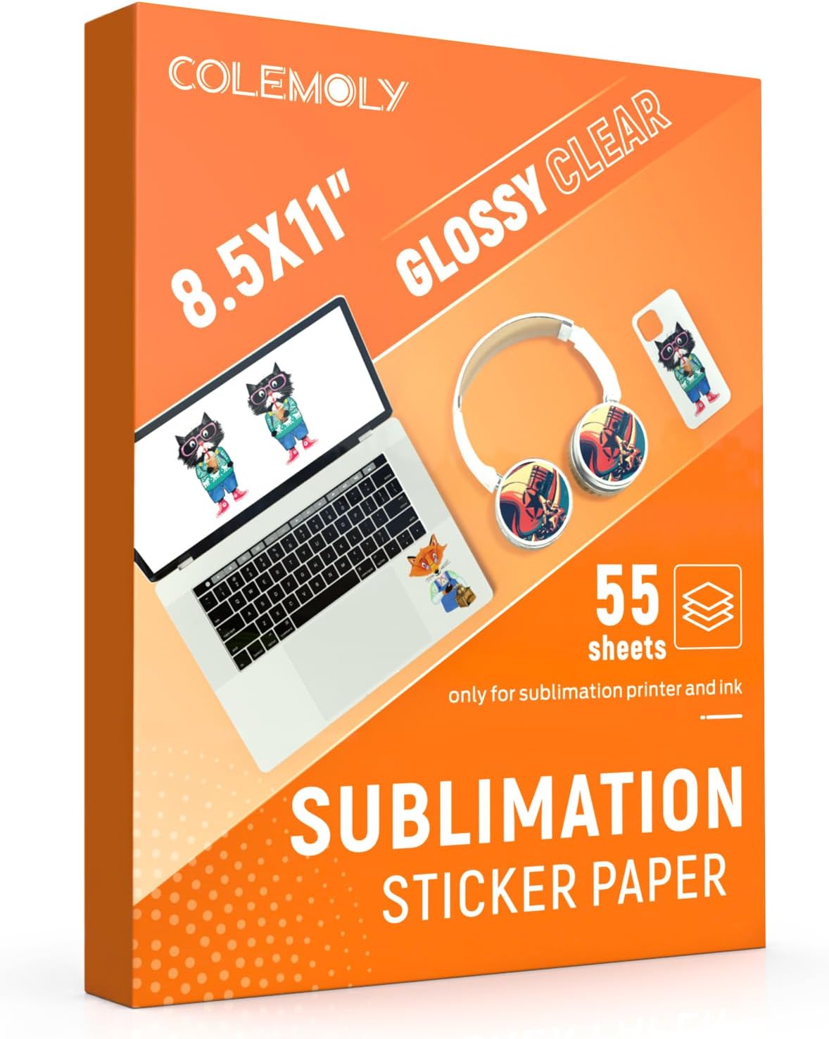 Colemoly 100% Clear Waterproof Sublimation Sticker Paper