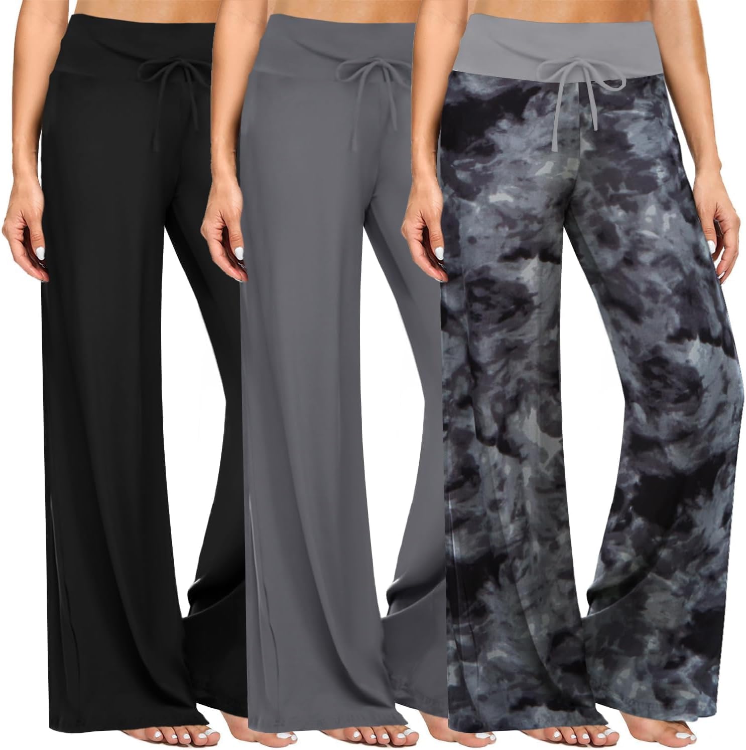 Soft Black Pajama Pants for Women - Comfy Wide Leg Lounge Wear