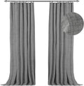 100% Blackout Shield Linen Blackout Curtains 108 in - Dark Gray
