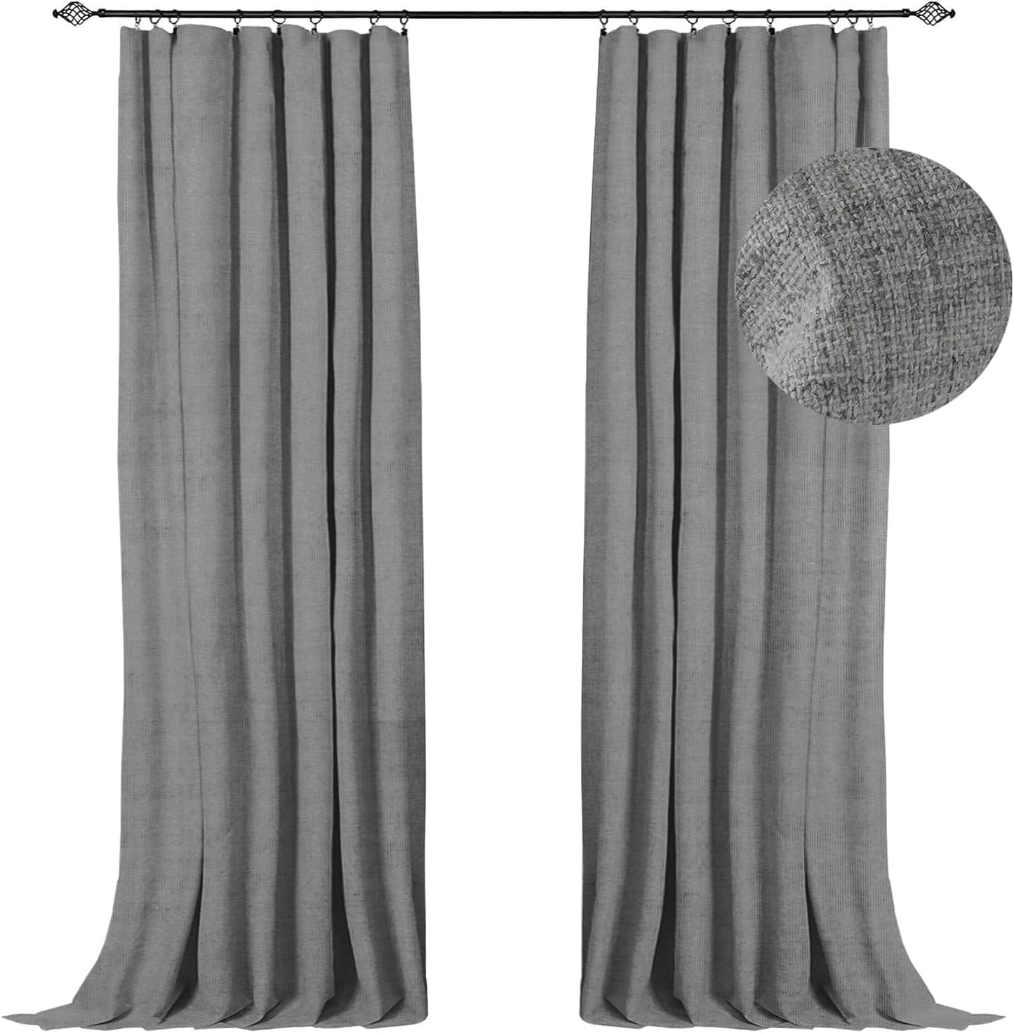 100% Blackout Shield Linen Blackout Curtains for Total Darkness