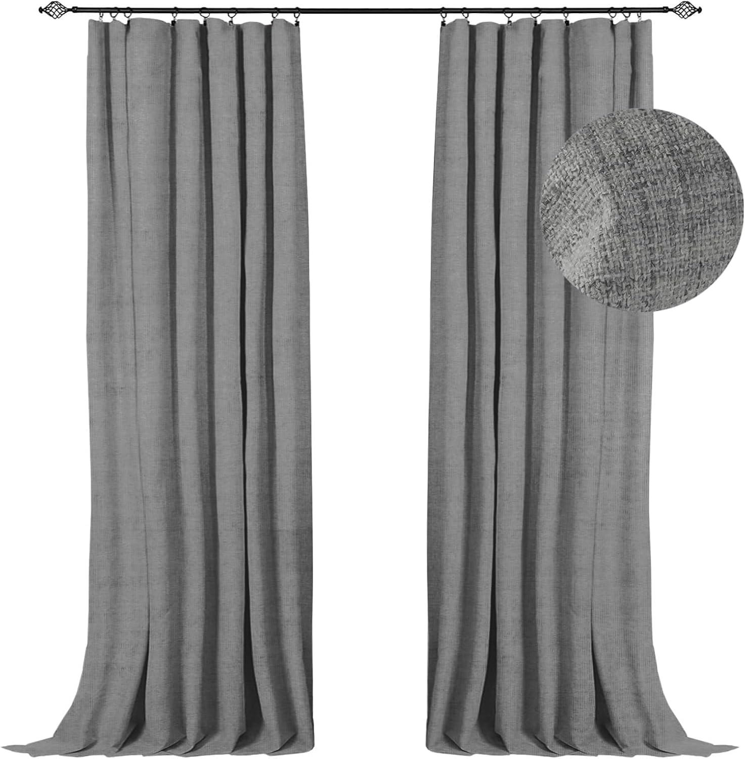 100% Blackout Shield Linen Blackout Curtains for Total Darkness