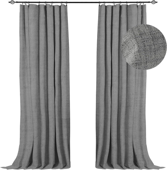 100% Blackout Shield Linen Blackout Curtains for Total Darkness