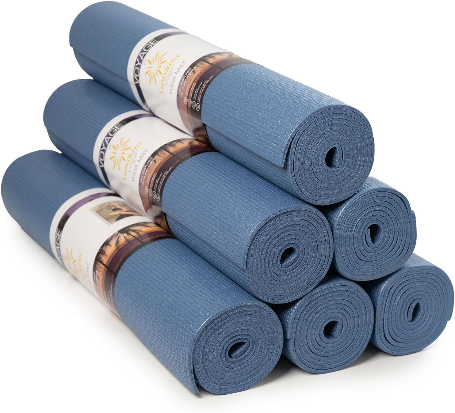 Voyage Yoga Mat 6 Pack, 72in x 24in, Non-Slip Fitness Mats