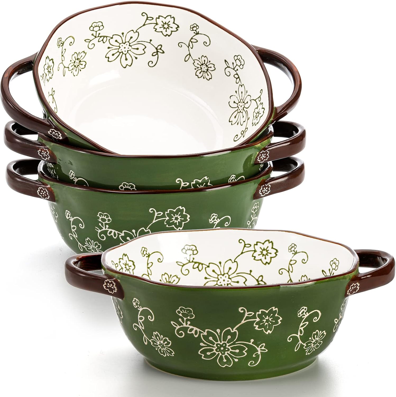 AVLA 4 Pack Ceramic Soup Bowls for Stews and Pasta Dishes