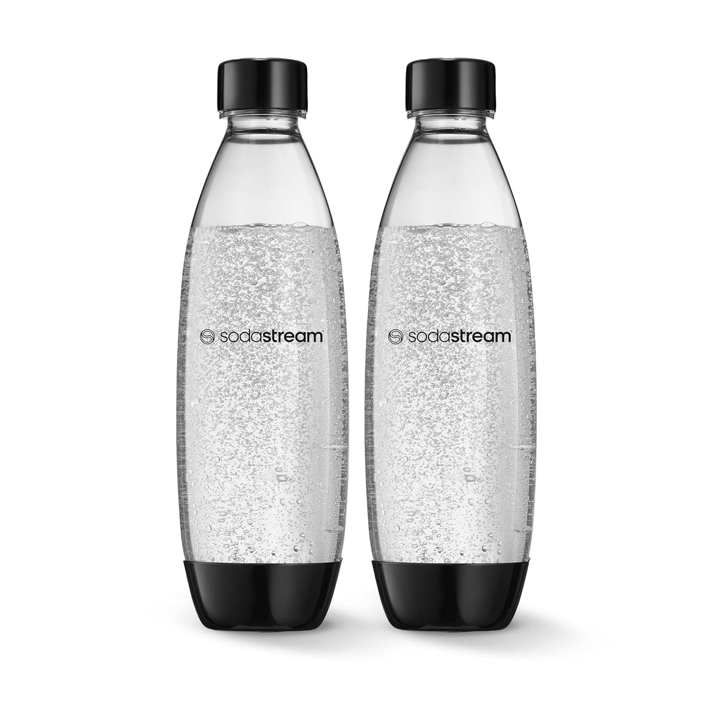 SodaStream 34oz Carbonating Bottles x2 | Fridge-Friendly Fizzy Favorites | Dishwasher Safe | Black