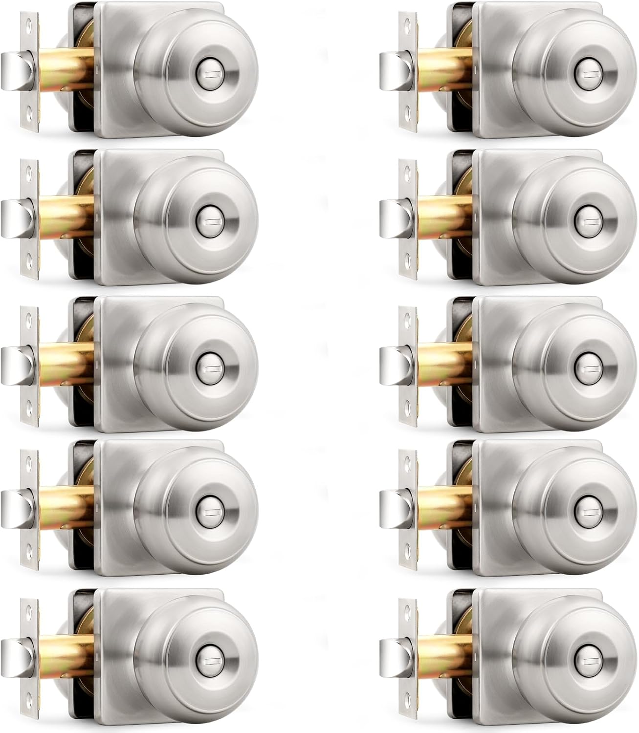 Probrico Brushed Nickel Square Door Knobs for Privacy Use