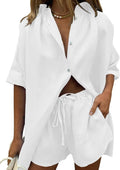 Fixmatti Women 2 Piece Outfit Summer Short Sleeve Top and Shorts Sets