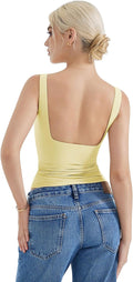 SUUKSESS Women Padded Open Back Boat Neck Tank Tops - Double Lined 2