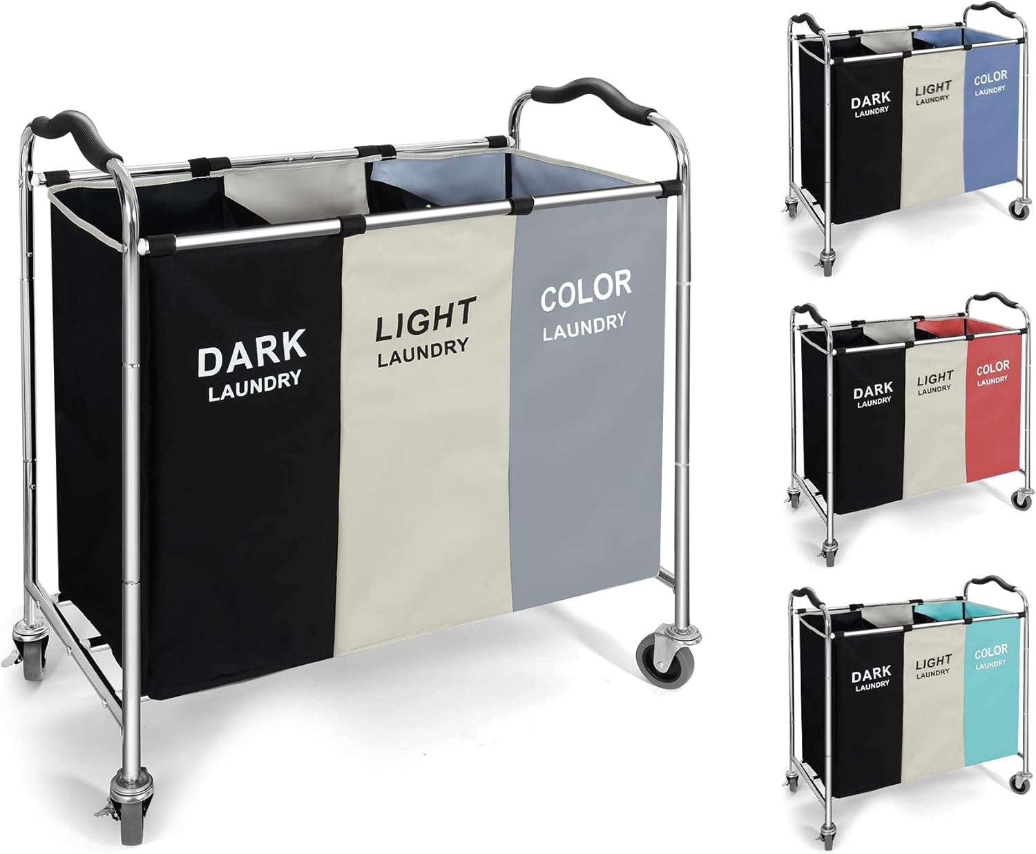 3 Section Laundry Basket Sorter for Easy Clothes Organization