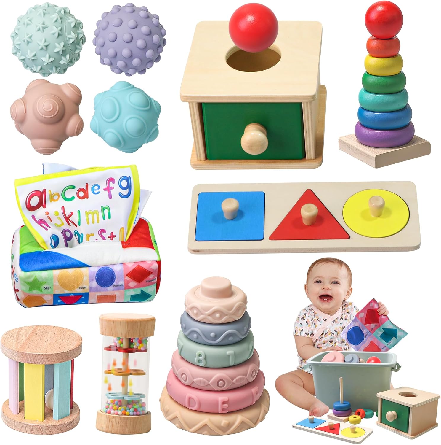 Montessori Toys for Babies 6-12 Months - 8 in 1 Learning Set