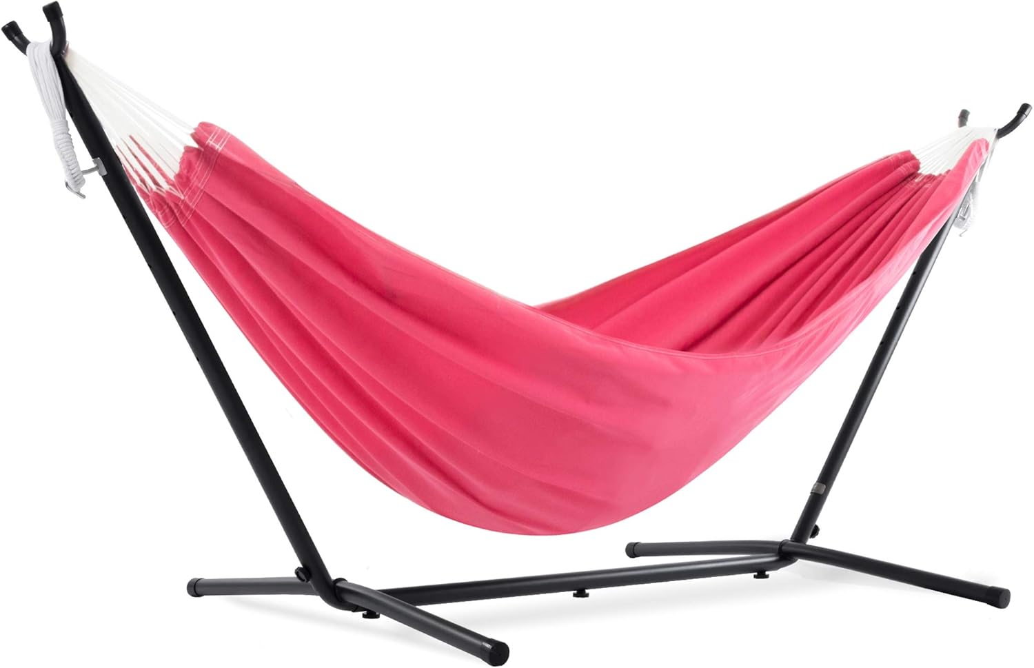 Vivere Double Polyester Hammock with Space Saving Steel Stand