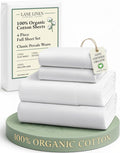 Full Size Organic Cotton Percale Sheet Set - White 4-Piece