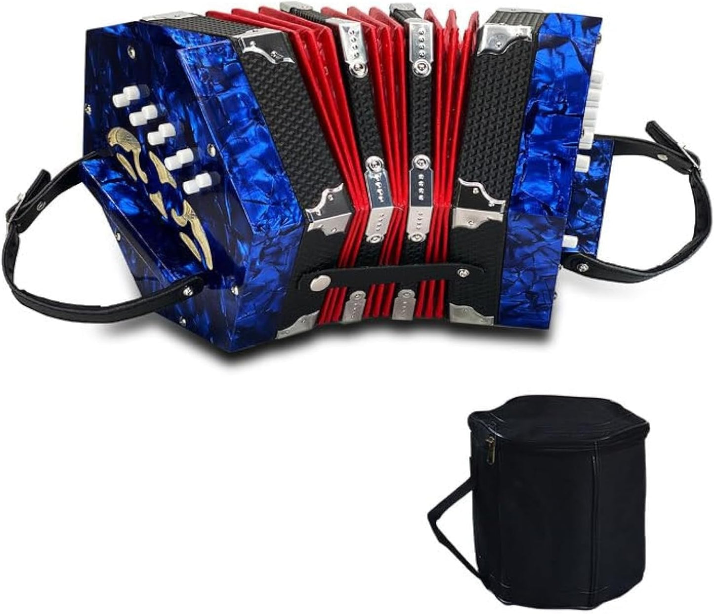 20-Key Accordion for Adults - Professional Concertina in Blue