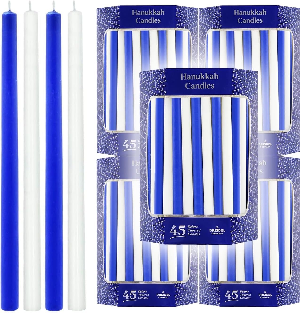 24-Pack Blue & White Deluxe Tapered Hanukkah Candles for Chanukah