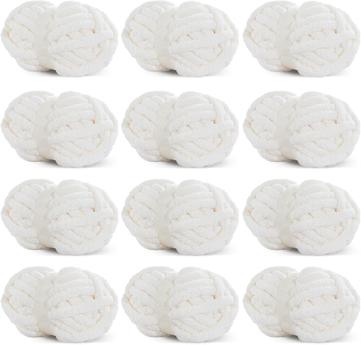 HOMBYS White Chunky Chenille Yarn for Cozy Knitting Projects