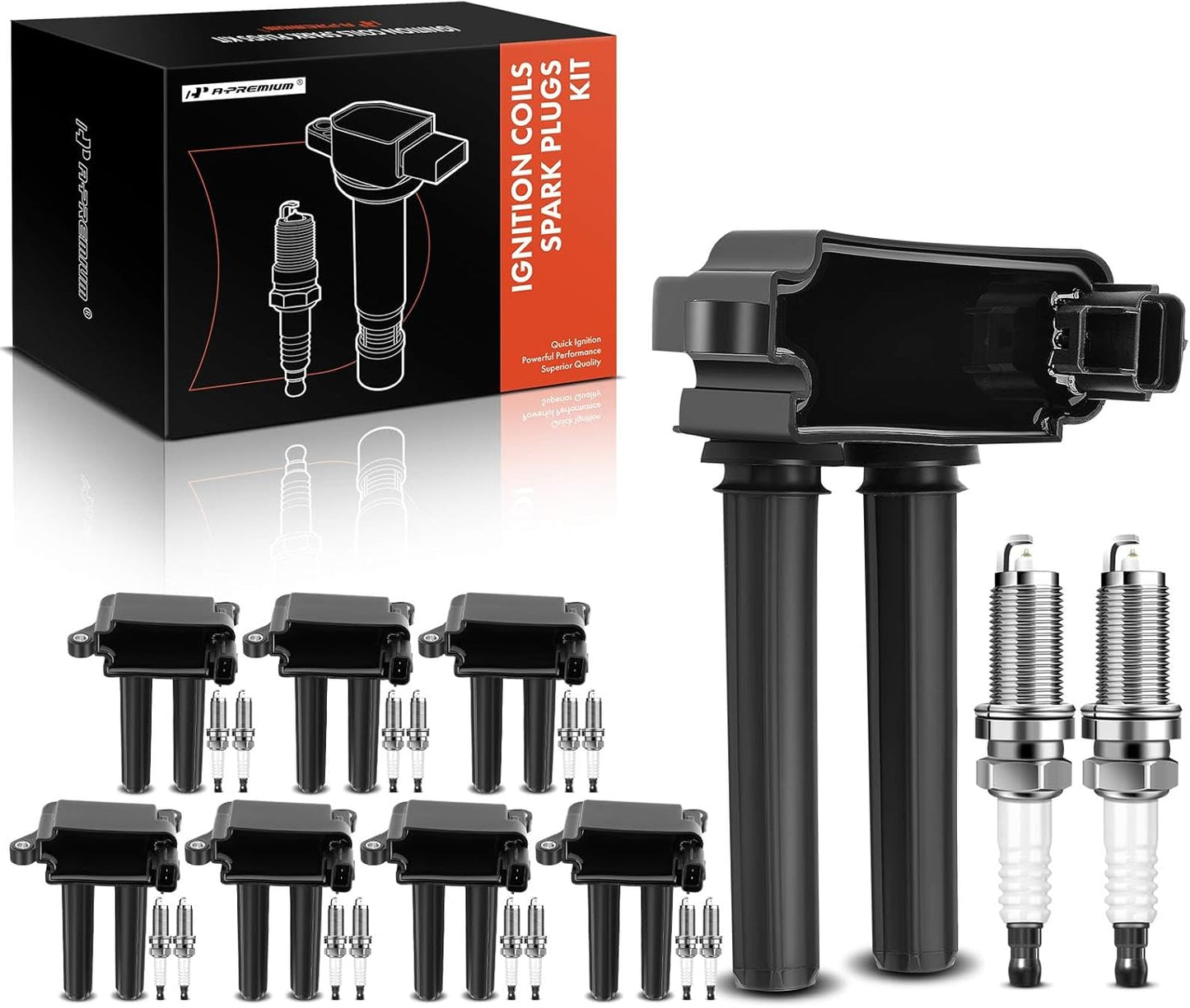 A-Premium Ignition Coil Pack and Iridium Spark Plugs for Dodge