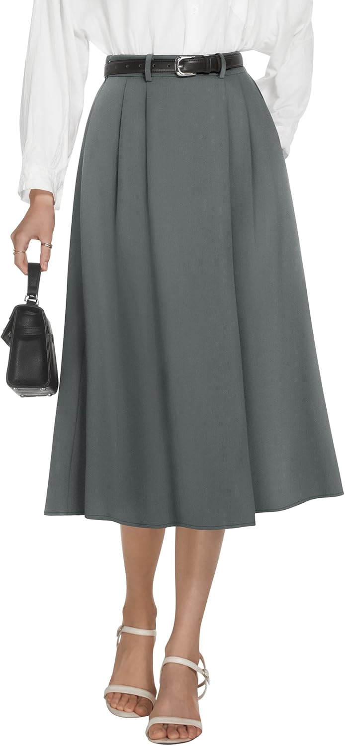 Women's High Waisted Midi Skirts for Business Casual Style