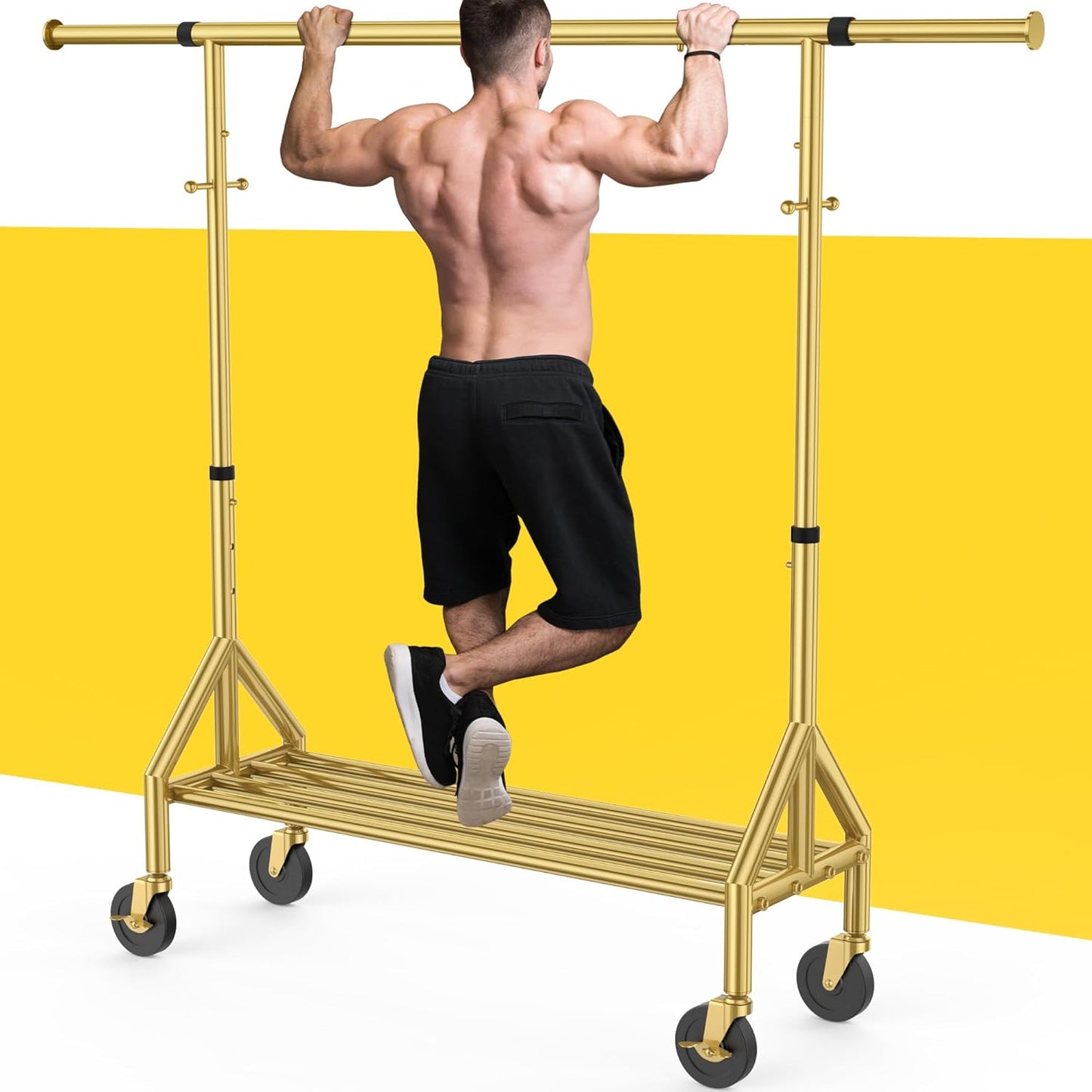 Upgraded Stainless Steel Clothing Rack with Heavy Duty Wheels