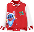 Disney Minnie Mickey Stitch Princess Frozen Elsa Kids Varsity Jacket