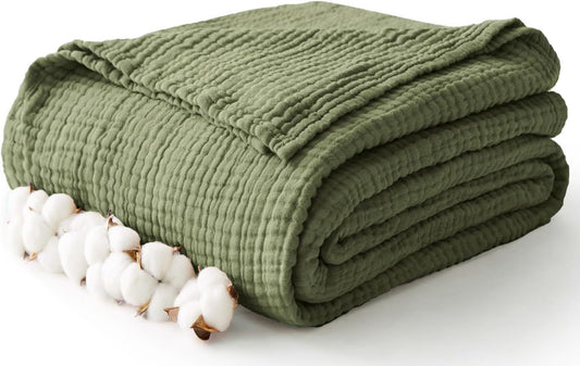 100% Cotton Muslin Blanket Twin for All Season Comfort