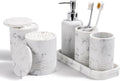 Bathroom Accessories Set 6-Piece Marble White - Stylish Organizer