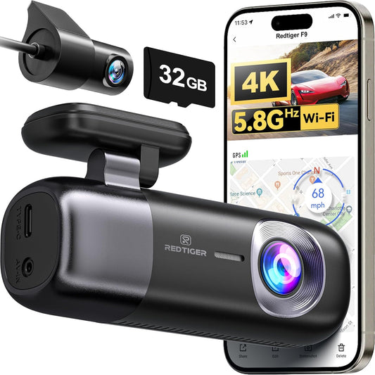 REDTIGER F9 4K Dual Dash Cam & WiFi GPS
