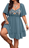 Plus Size Boho Floral A Line Dress - Flowy Summer Cowgirl Style