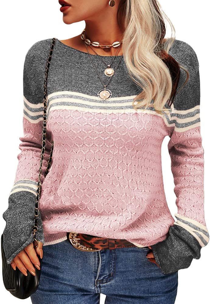 Danedvi Womens Fall Fashion 2025 Colorblock Striped Sweater