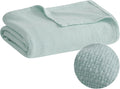 Madison Park Freshspun Basketweave Cotton Blanket 66x90 - Soft Cozy