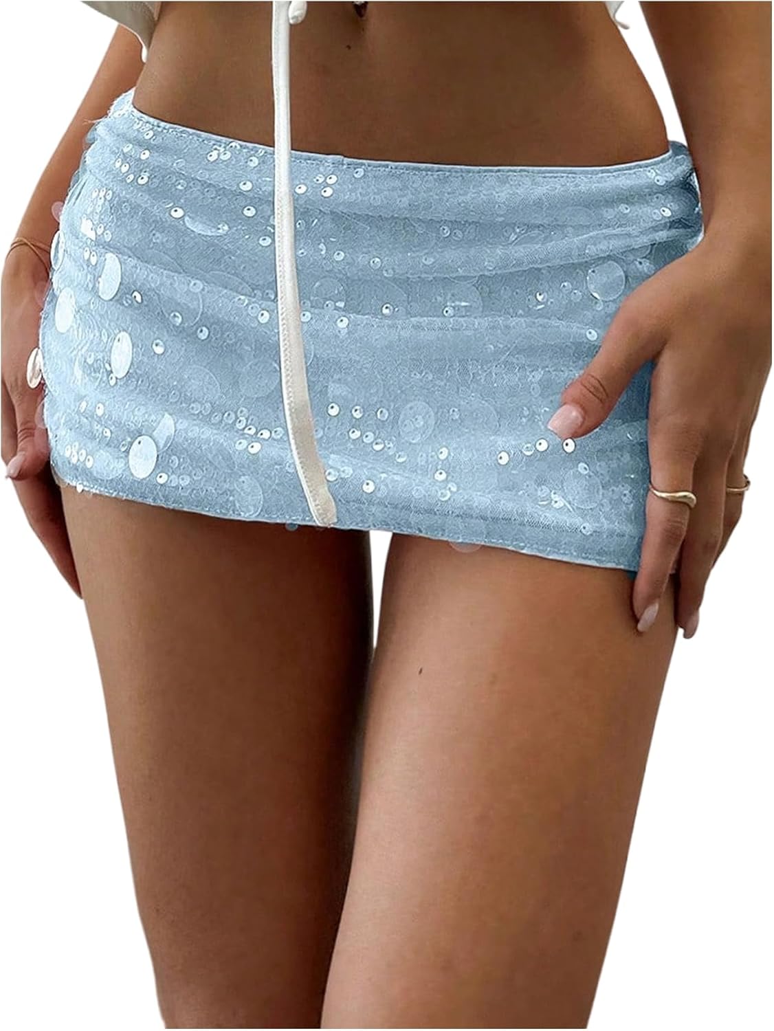 Floerns Women's Sequin Low Waist Mini Skorts for Festivals